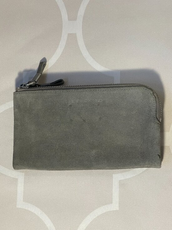 Liebeskind Handbags - Liebeskind Dark Green Leather & Suede Bifold Wallet | Zip Coin Pockets
